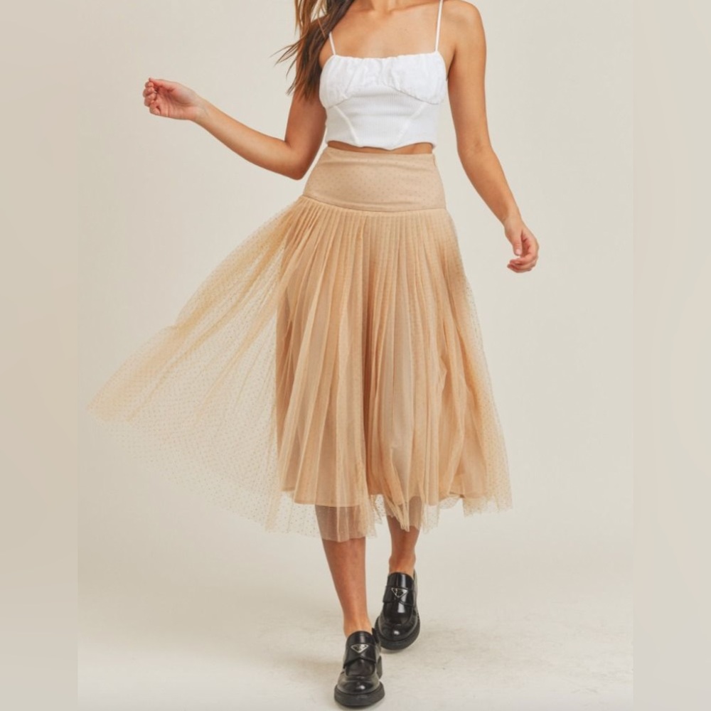 Mable Dot Detail Tulle Mesh Skirt